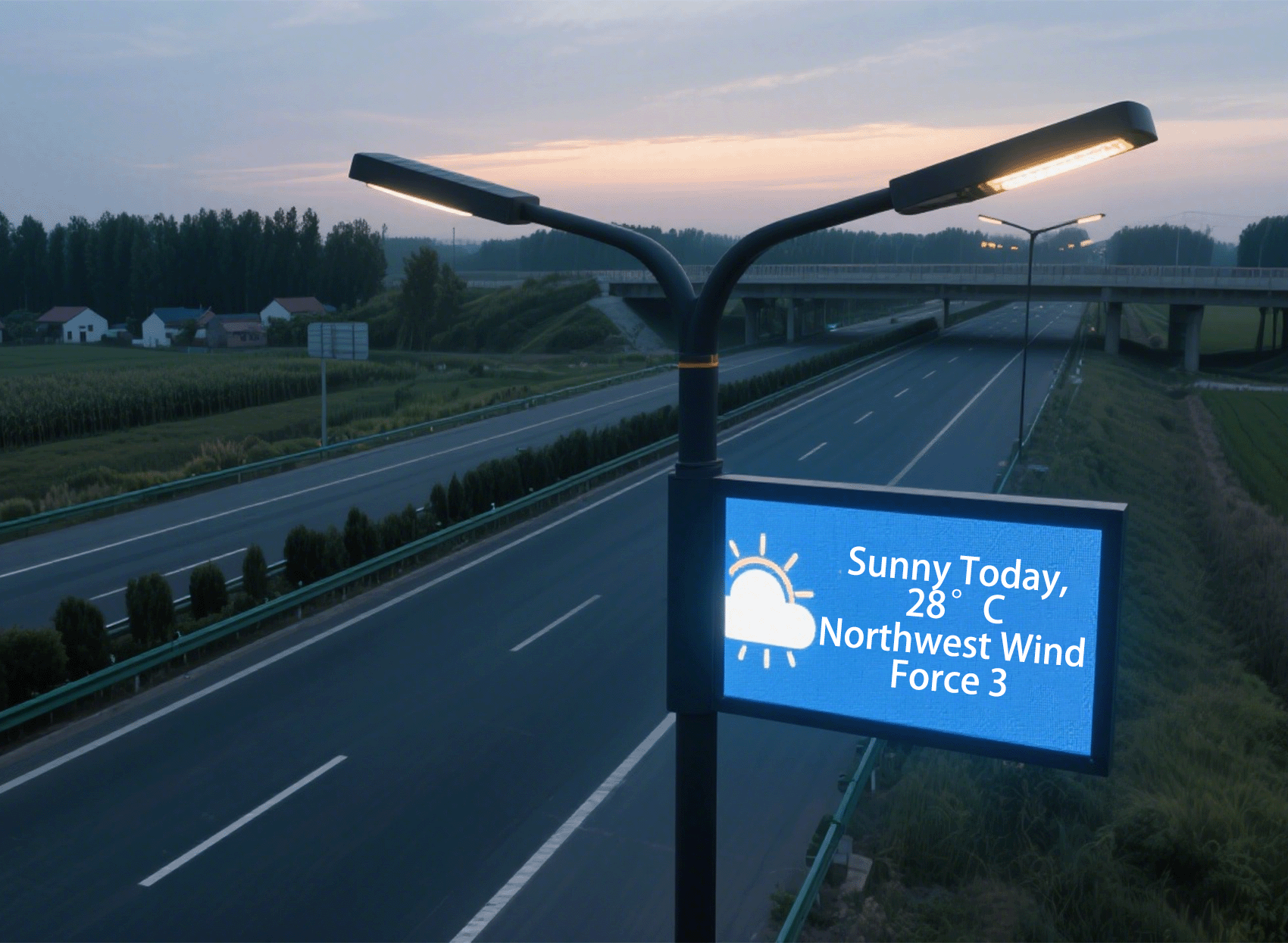 Outdoor lamp post display screen